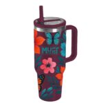 Must Team Ποτήρι Θερμός Ανοξείδωτο 1.2lt Floral με Καλαμάκι